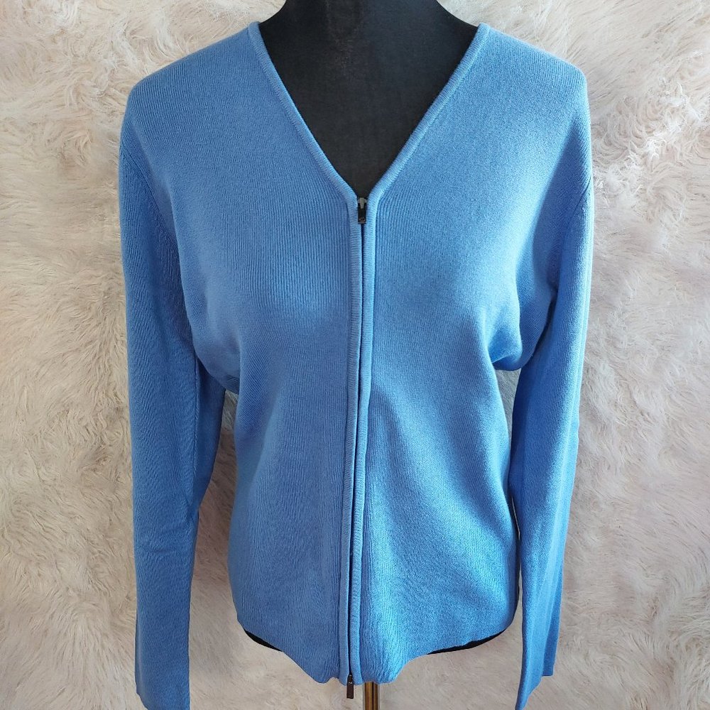 Nexus Apparel Women's China Blue Full Zipper Sweater Size: M
